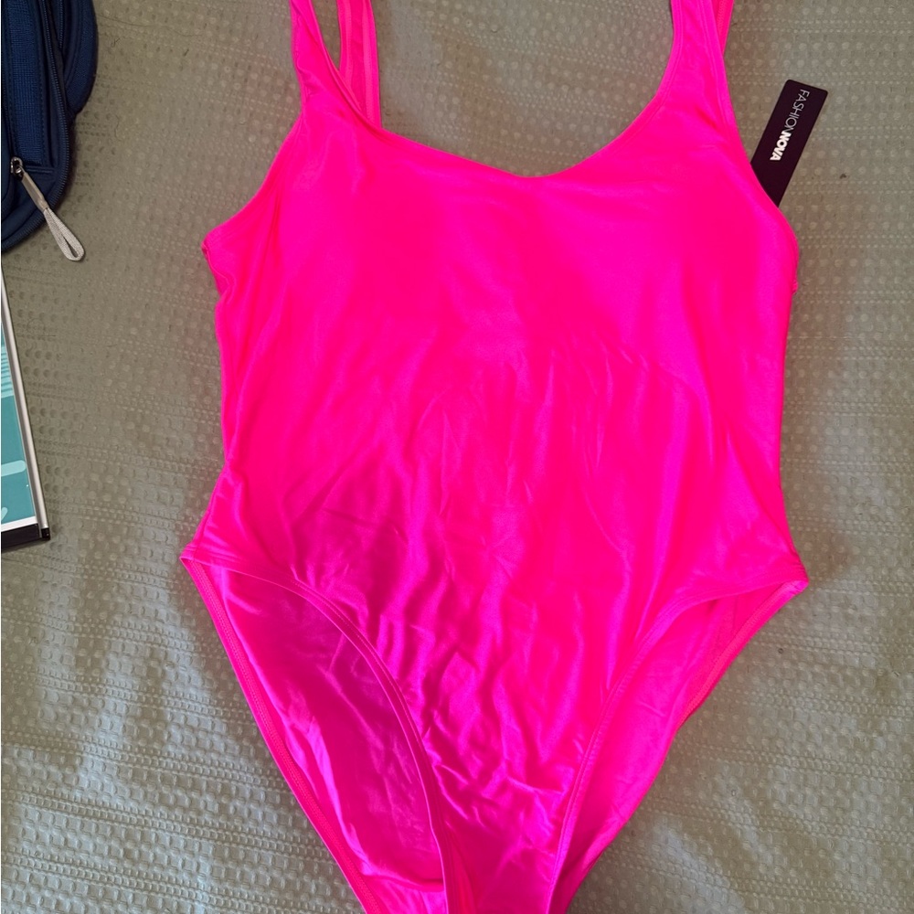 FashionNova Neon Pink One-Piece Swimsuit